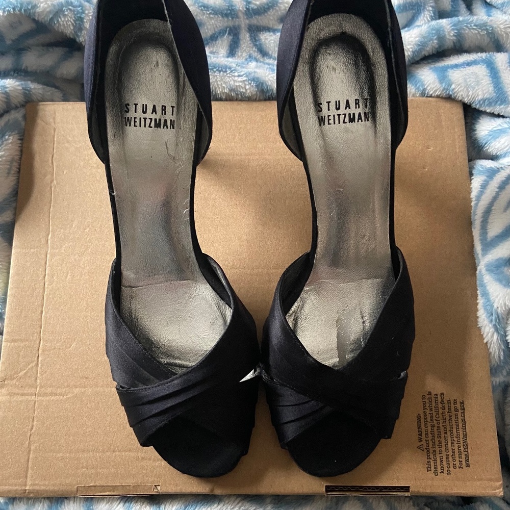 Black satin heels size 7